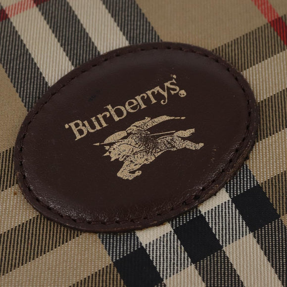 Burberrys Nova Check Shoulder Bag Leather Beige Gold Auth bs30210