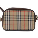 Burberrys Nova Check Shoulder Bag Leather Beige Gold Auth bs30210-2