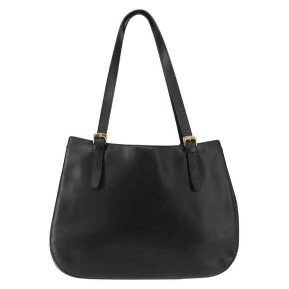 CELINE Tote Bag Leather Black Gold Auth bs30211