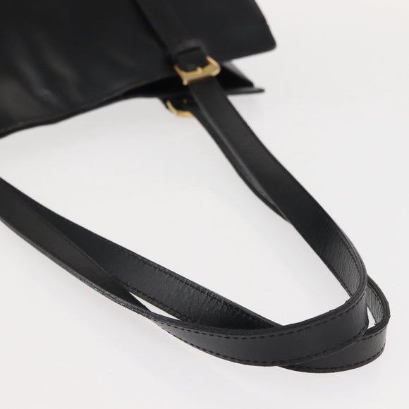 CELINE Tote Bag Leather Black Gold Auth bs30211