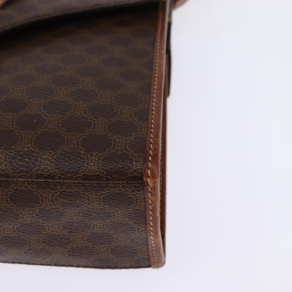 CELINE Macadam Canvas Shoulder Bag PVC Leather 2way Brown Gold Auth bs30213