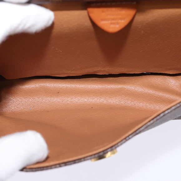 CELINE Macadam Canvas Shoulder Bag PVC Leather 2way Brown Gold Auth bs30213