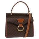 CELINE Macadam Canvas Shoulder Bag PVC Leather 2way Brown Gold Auth bs30213-1