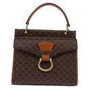 CELINE Macadam Canvas Shoulder Bag PVC Leather 2way Brown Gold Auth bs30213-13