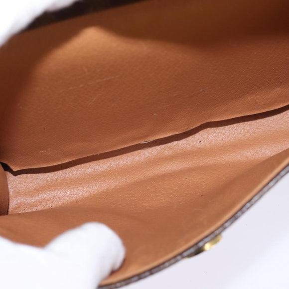 CELINE Macadam Canvas Shoulder Bag PVC Leather 2way Brown Gold Auth bs30213