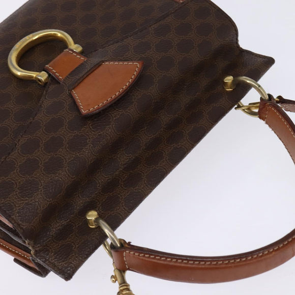 CELINE Macadam Canvas Shoulder Bag PVC Leather 2way Brown Gold Auth bs30213