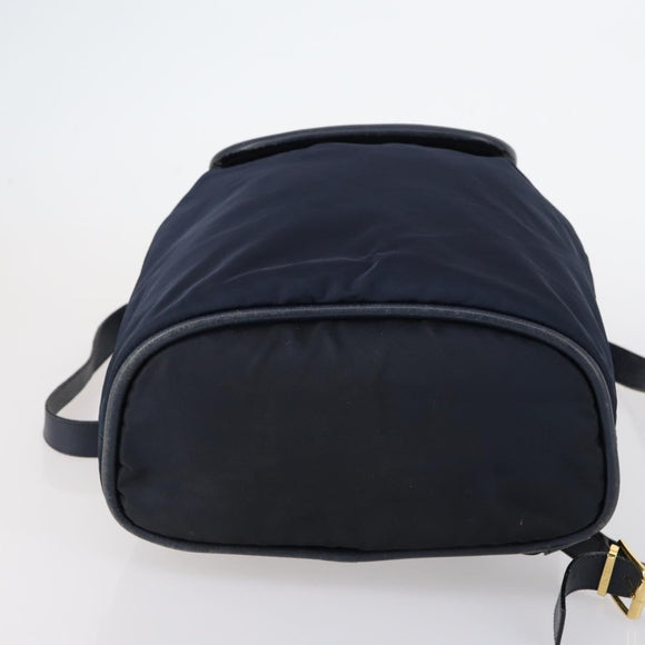 CELINE Circle Backpack Nylon Navy Gold Auth bs30214