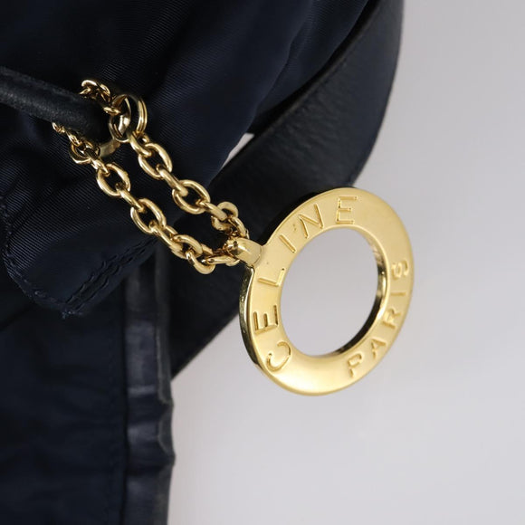 CELINE Circle Backpack Nylon Navy Gold Auth bs30214