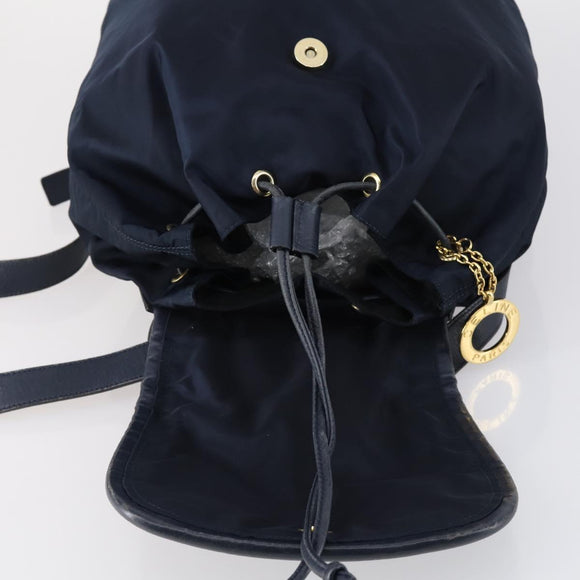 CELINE Circle Backpack Nylon Navy Gold Auth bs30214