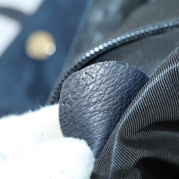 CELINE Circle Backpack Nylon Navy Gold Auth bs30214