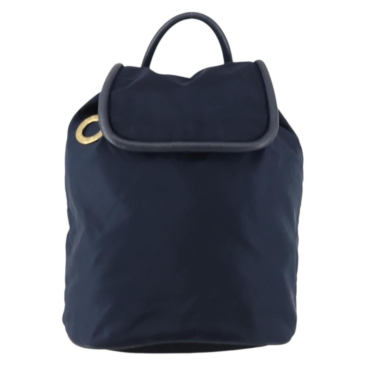 CELINE Circle Backpack Nylon Navy Gold Auth bs30214 CELINE Circle Backpack Nylon Navy Gold Auth bs30214 | Brand  main image 4