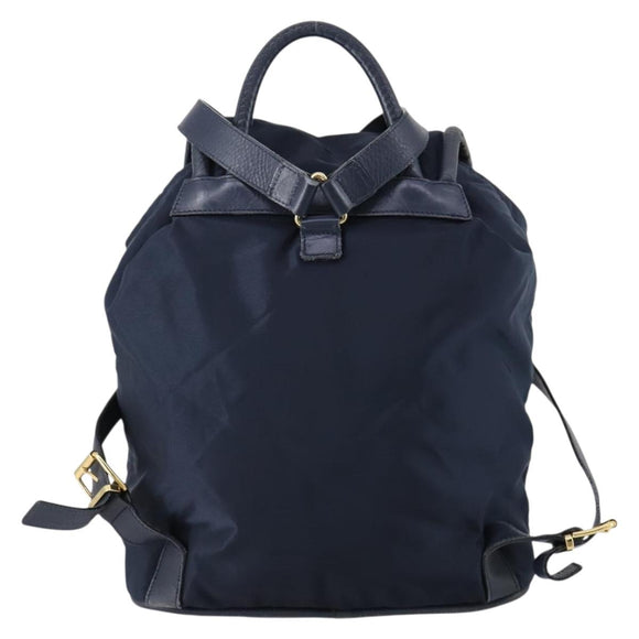 CELINE Circle Backpack Nylon Navy Gold Auth bs30214