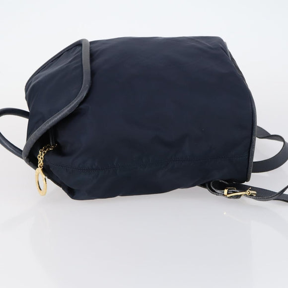 CELINE Circle Backpack Nylon Navy Gold Auth bs30214