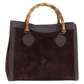 GUCCI Diana Bamboo Hand Bag Leather Suede Brown Gold 002 1095 0260 Auth bs30218