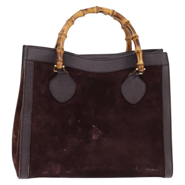 GUCCI Diana Bamboo Hand Bag Leather Suede Brown Gold 002 1095 0260 Auth bs30218