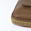 BOTTEGA VENETA Schoudertas Gestanst leer Bruin Goud Auth bs30220-9