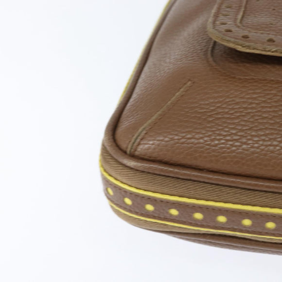 BOTTEGA VENETA Schoudertas Gestanst leer Bruin Goud Auth bs30220