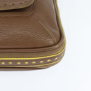 BOTTEGA VENETA Schoudertas Gestanst leer Bruin Goud Auth bs30220-14