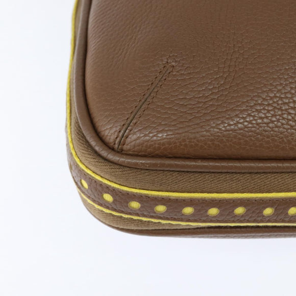 BOTTEGA VENETA Schoudertas Gestanst leer Bruin Goud Auth bs30220