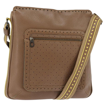 BOTTEGA VENETA Shoulder Bag Punching leather Brown Gold Auth bs30220