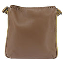 BOTTEGA VENETA Schoudertas Gestanst leer Bruin Goud Auth bs30220-2