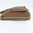 BOTTEGA VENETA Schoudertas Gestanst leer Bruin Goud Auth bs30220-3