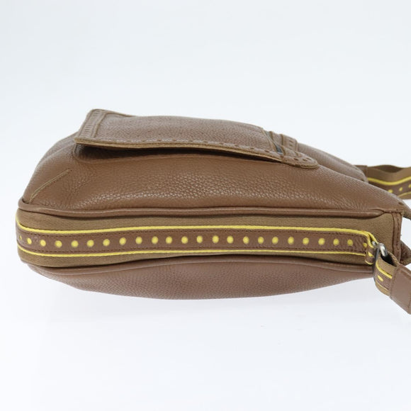BOTTEGA VENETA Schoudertas Gestanst leer Bruin Goud Auth bs30220