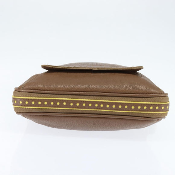 BOTTEGA VENETA Schoudertas Gestanst leer Bruin Goud Auth bs30220