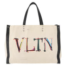 VALENTINO Studs Tote Bag Canvas White Silver Auth bs30222-13