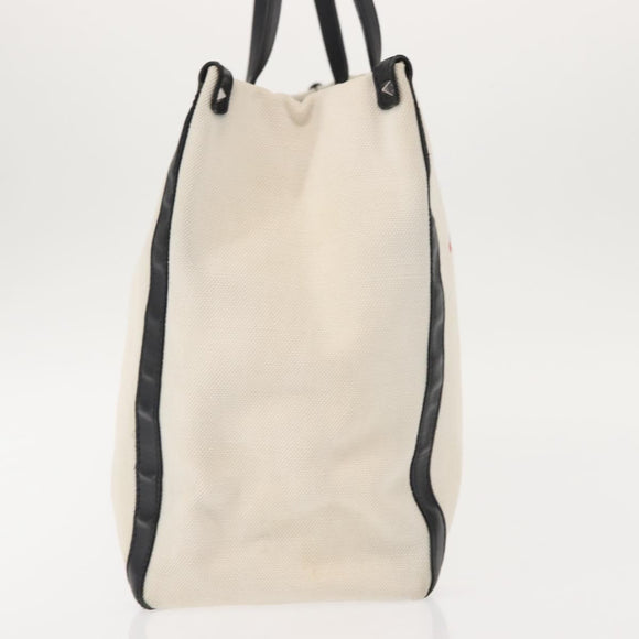 VALENTINO Studs Tote Bag Canvas White Silver Auth bs30222