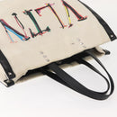 VALENTINO Studs Tote Bag Canvas White Silver Auth bs30222-6