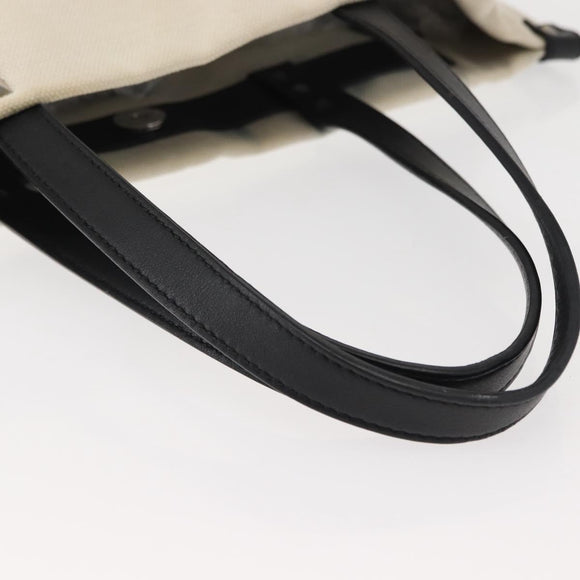 VALENTINO Studs Tote Bag Canvas White Silver Auth bs30222