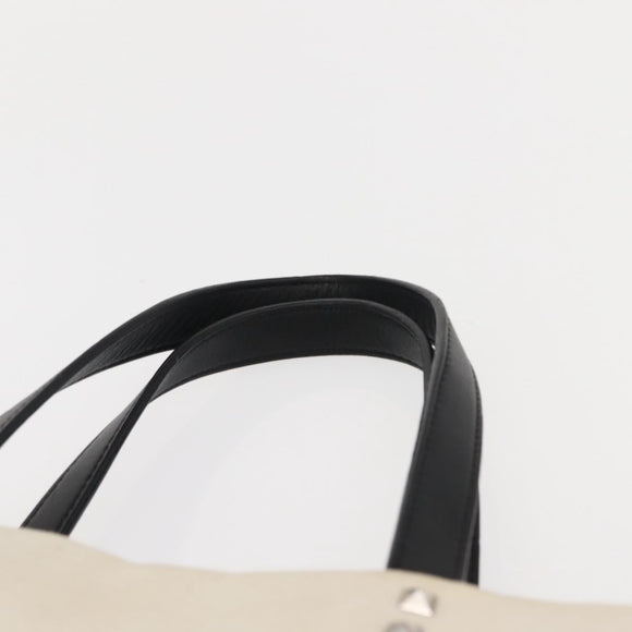 VALENTINO Studs Tote Bag Canvas White Silver Auth bs30222