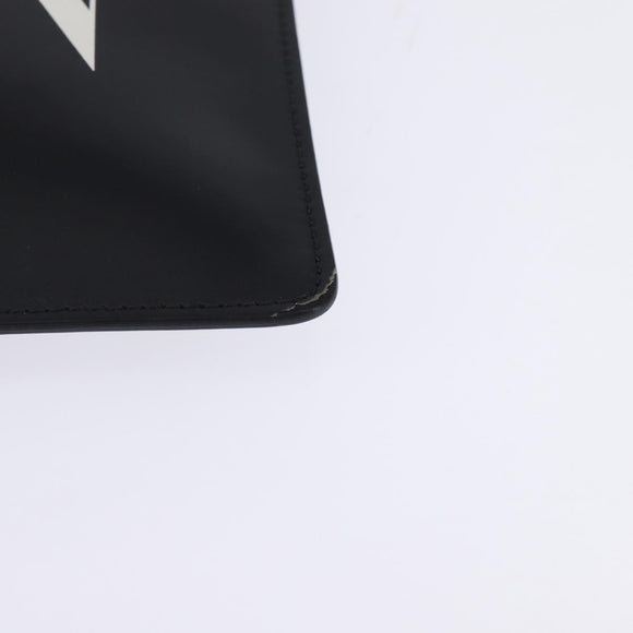 VALENTINO Clutch Bag Leather Black Silver Auth bs30223