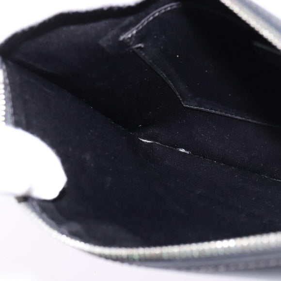 VALENTINO Clutch Bag Leather Black Silver Auth bs30223