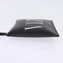 VALENTINO Clutch Bag Leather Black Silver Auth bs30223-3