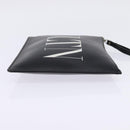 VALENTINO Clutch Bag Leather Black Silver Auth bs30223-4
