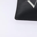 VALENTINO Clutch Bag Leather Black Silver Auth bs30223-8