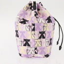 Miu Miu Madras Cat Drawstring Pouch Canvas Pink Silver Auth bs30224-4