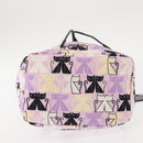 Miu Miu Madras Cat Drawstring Pouch Canvas Pink Silver Auth bs30224-6