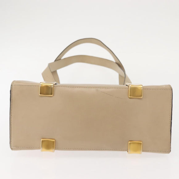 CELINE Shoulder Bag Leather Beige Gold Auth bs30225