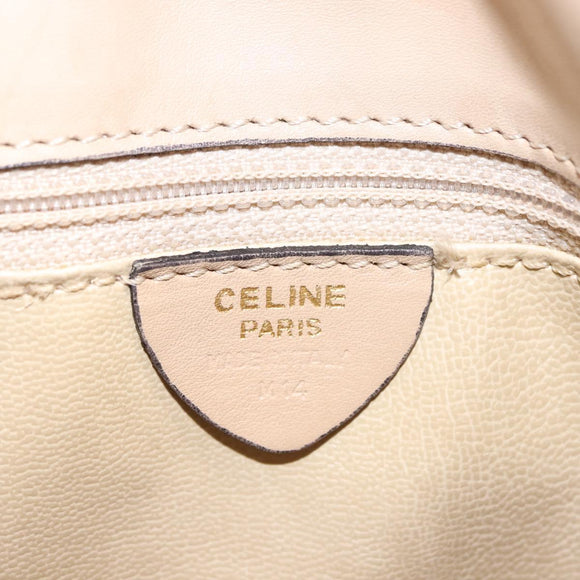 CELINE Shoulder Bag Leather Beige Gold Auth bs30225