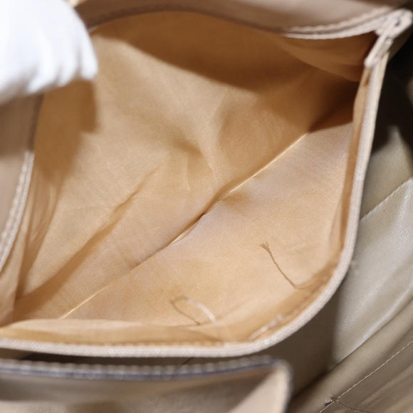 CELINE Shoulder Bag Leather Beige Gold Auth bs30225