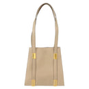 CELINE Shoulder Bag Leather Beige Gold Auth bs30225-13