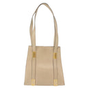 CELINE Shoulder Bag Leather Beige Gold Auth bs30225-2