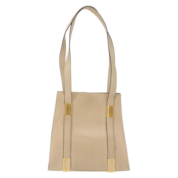 CELINE Shoulder Bag Leather Beige Gold Auth bs30225 - 0