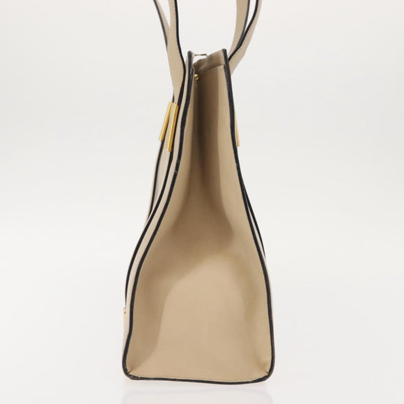 CELINE Shoulder Bag Leather Beige Gold Auth bs30225