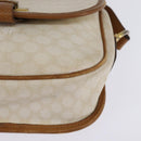 CELINE Macadam Canvas Shoulder Bag PVC Leather White Gold Auth bs30227-16