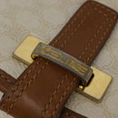 CELINE Macadam Canvas Shoulder Bag PVC Leather White Gold Auth bs30227-9