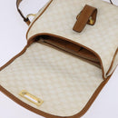 CELINE Macadam Canvas Shoulder Bag PVC Leather White Gold Auth bs30227-10